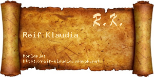 Reif Klaudia névjegykártya